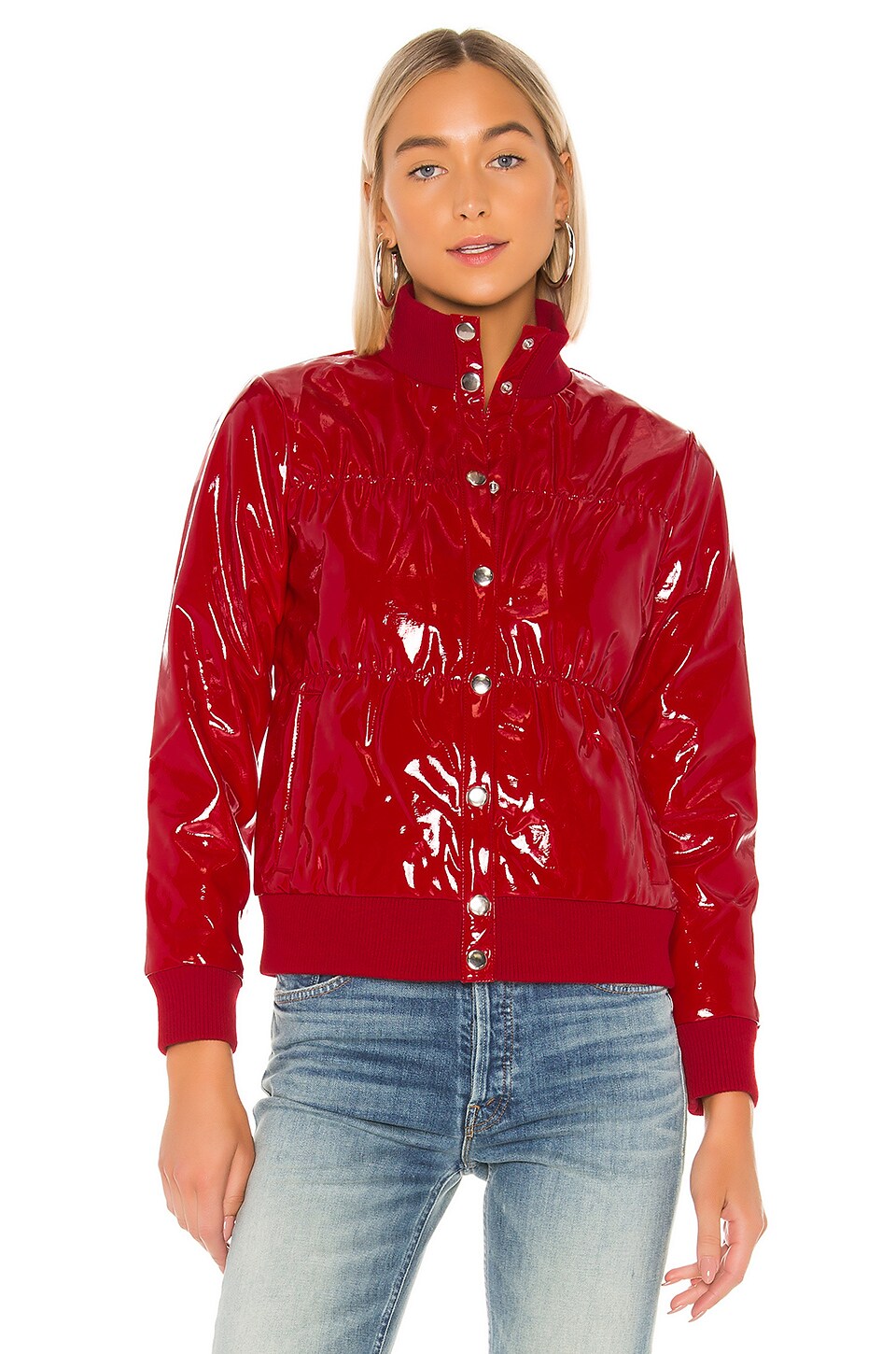 shiny vinyl puffer coat