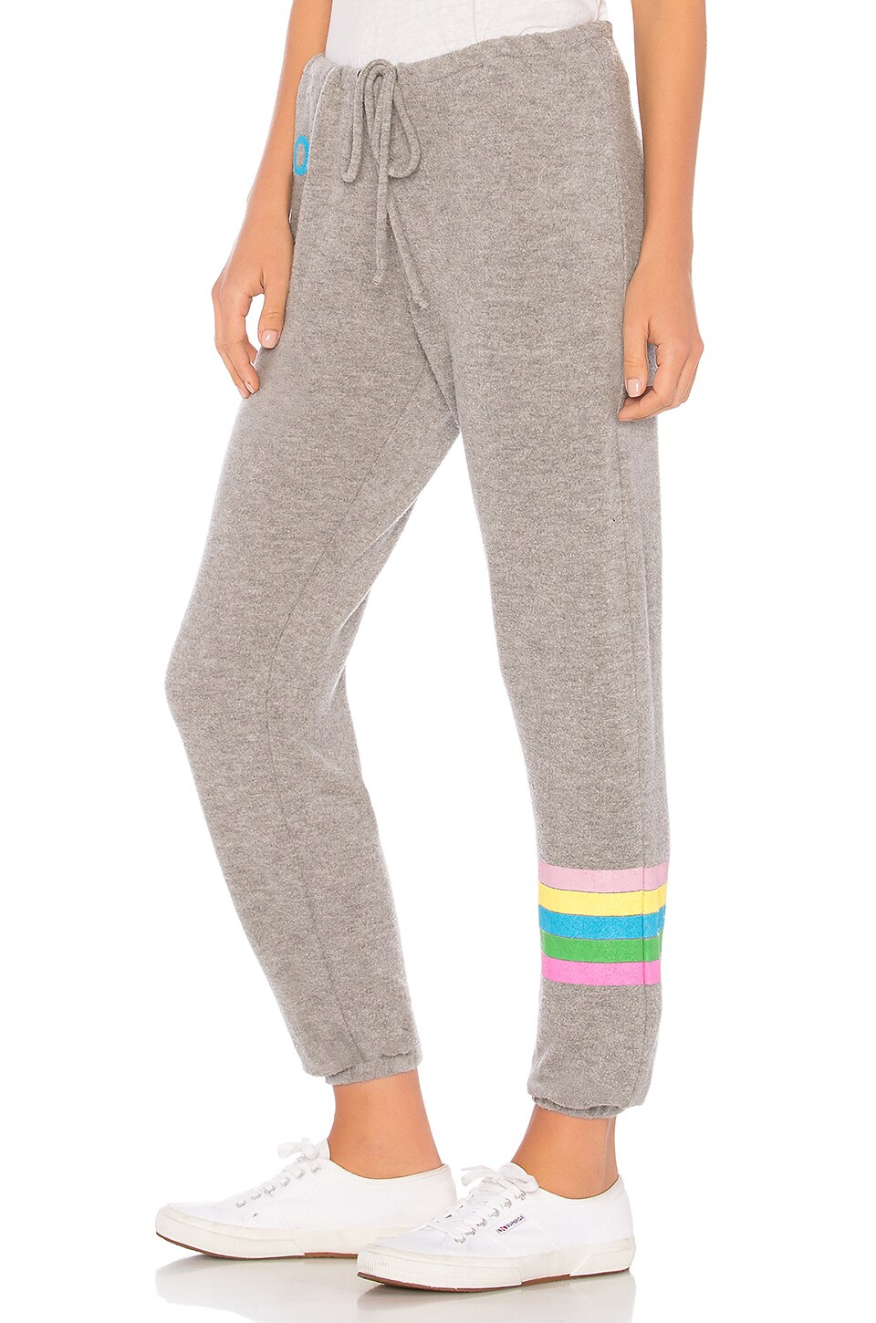 Chaser Rainbow Stripe Sweatpant in Grey