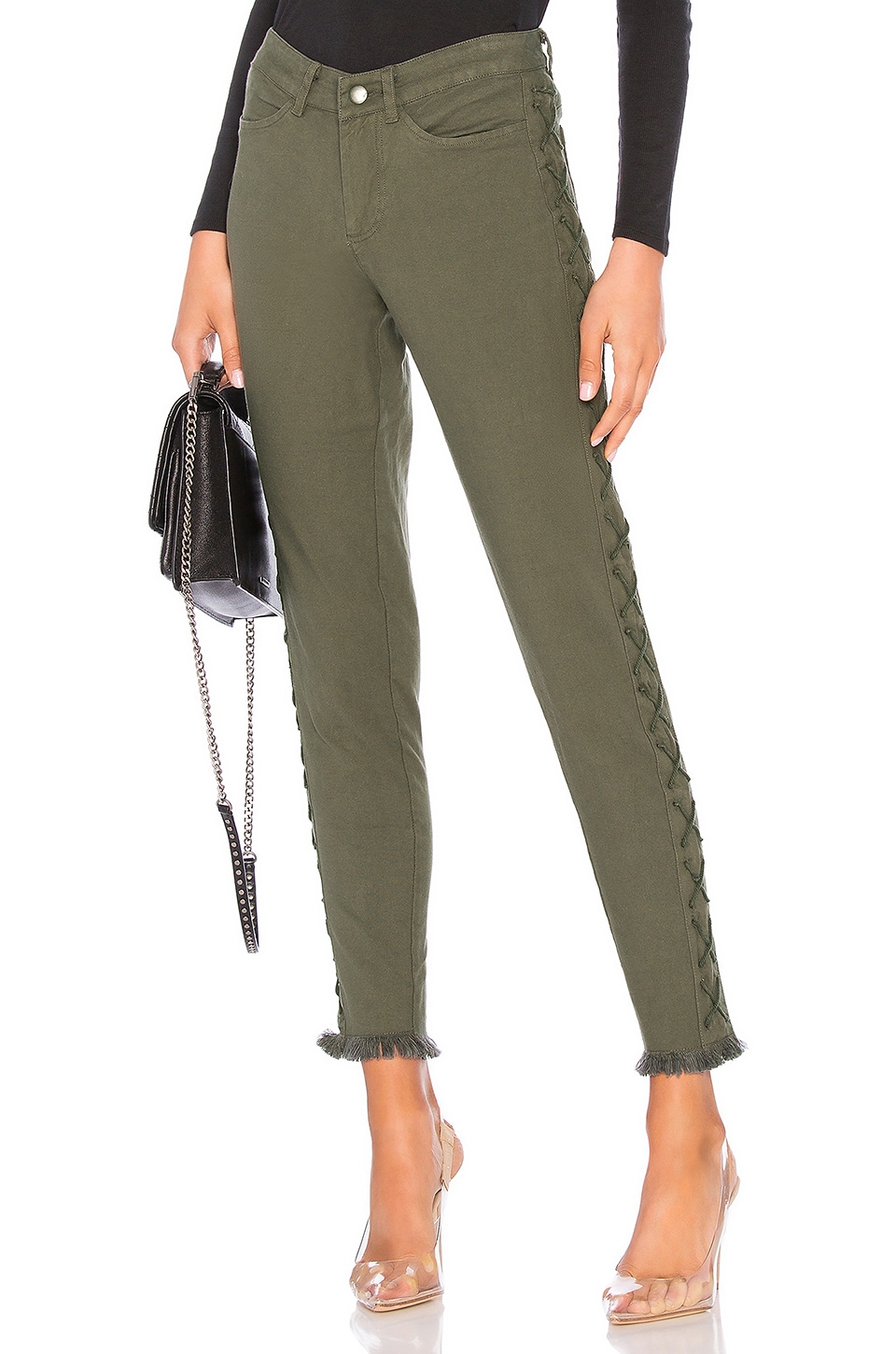 Chaser Vintage Canvas Lace Up Frayed Utility Pant in Safari | REVOLVE