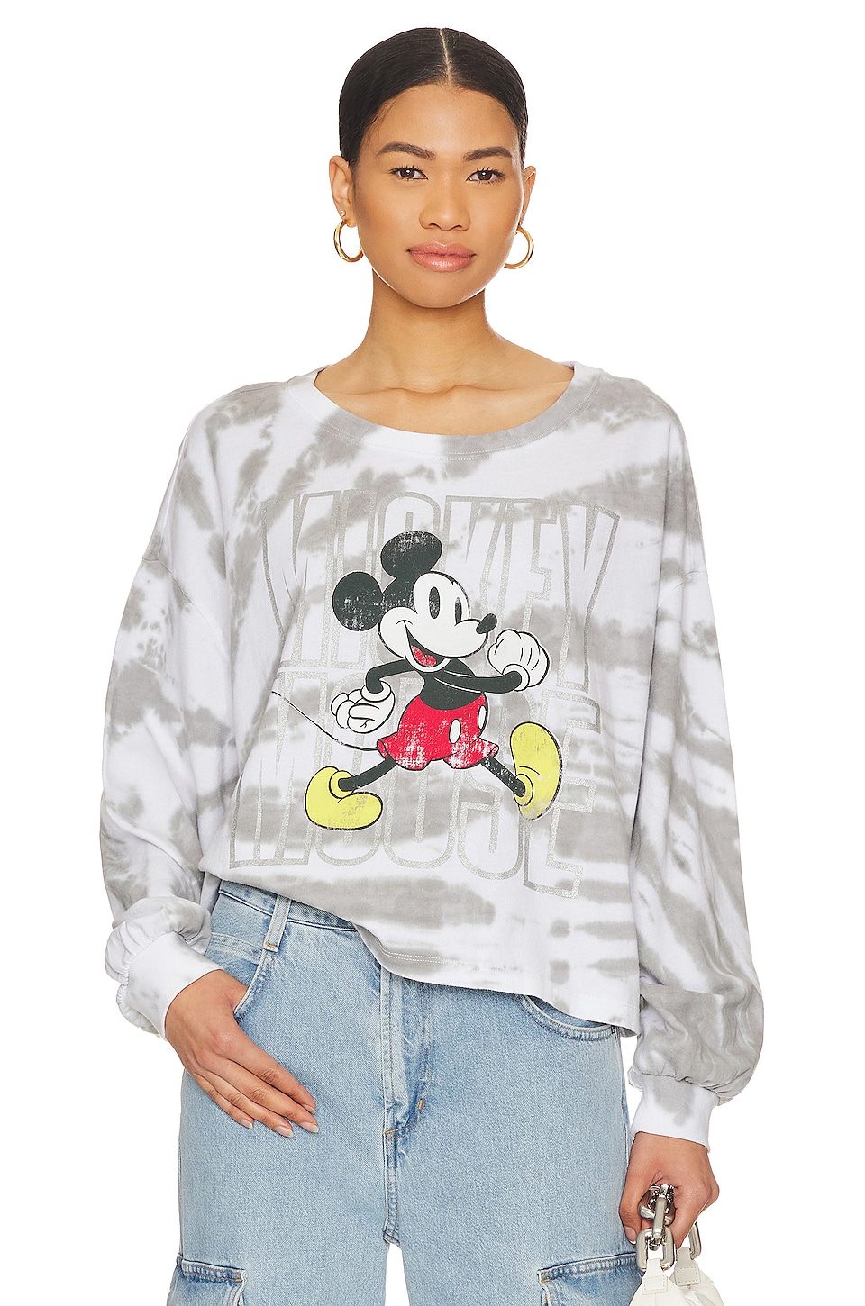 Chaser Lesh Long Sleeve Top en Silver Tie Dye
