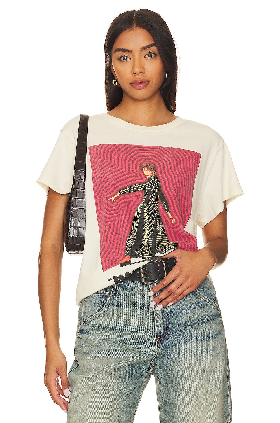 Chaser David Bowie Moonage Daydream Tee in Almond | REVOLVE