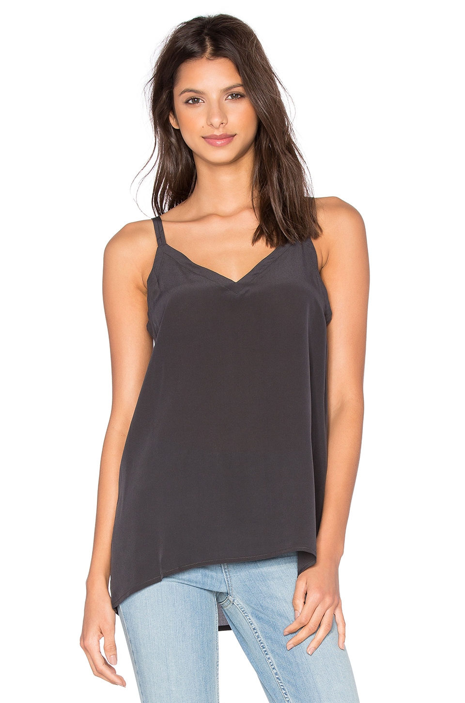 Chaser Silk Double Strap V Back Cami in Black | REVOLVE