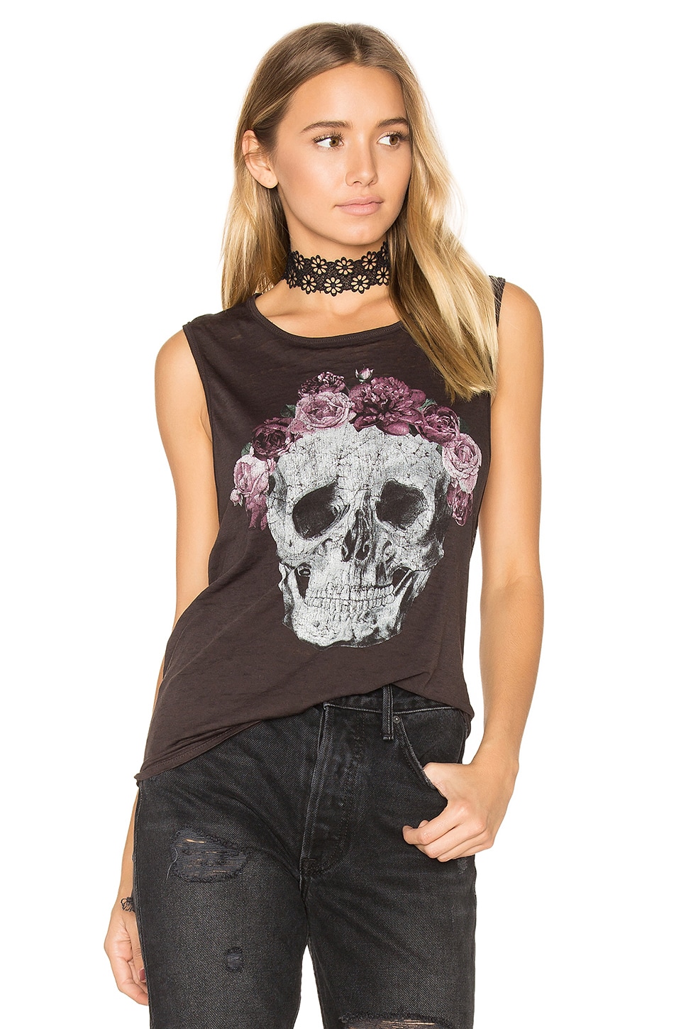 Chaser Flower Crown Skull Tee in Union 