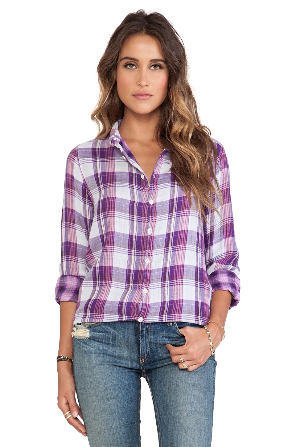 CP SHADES Carine Plaid Shirt in Purple | REVOLVE