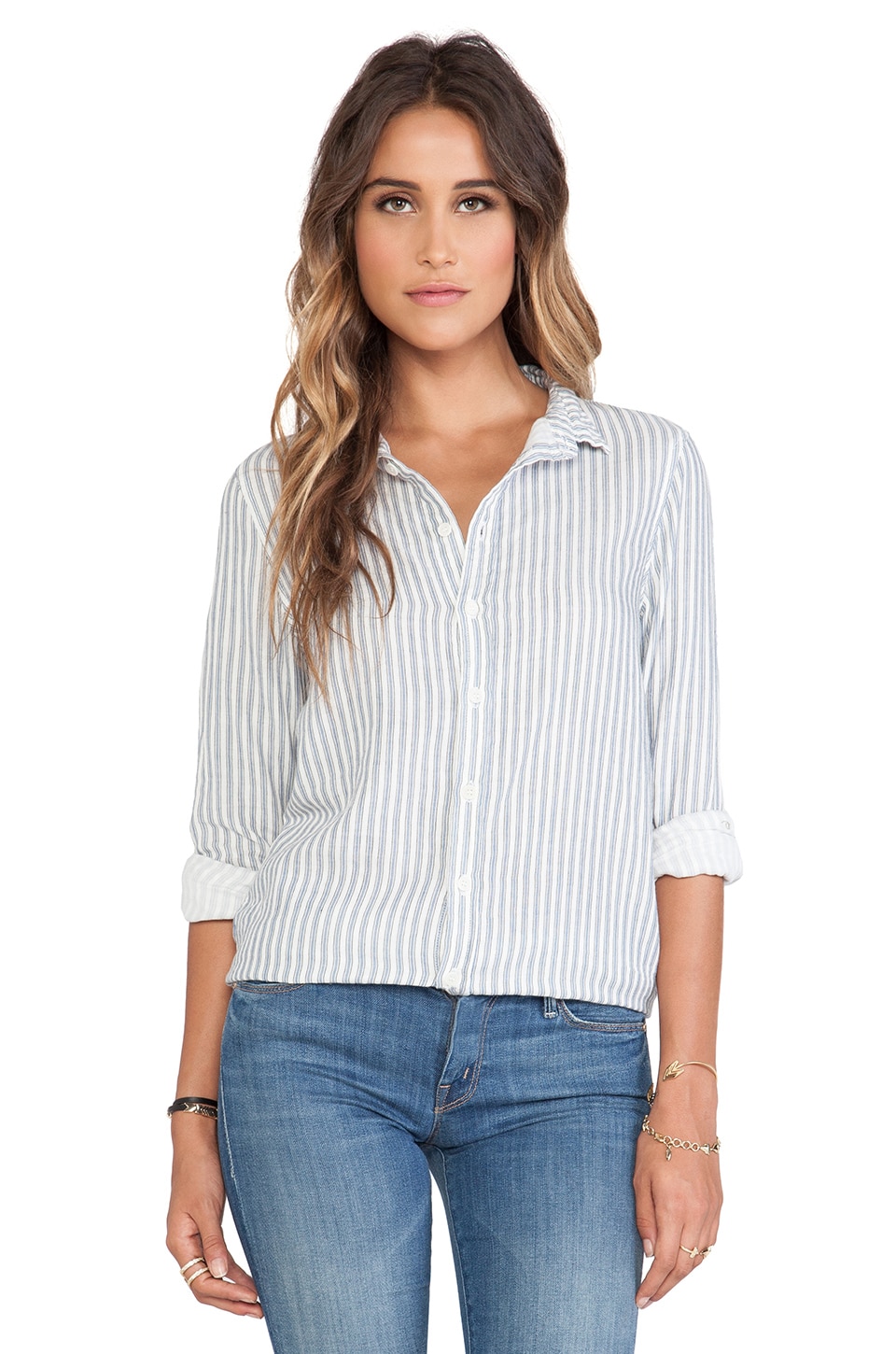 CP SHADES Carine Shirt in Blue & White Stripe | REVOLVE