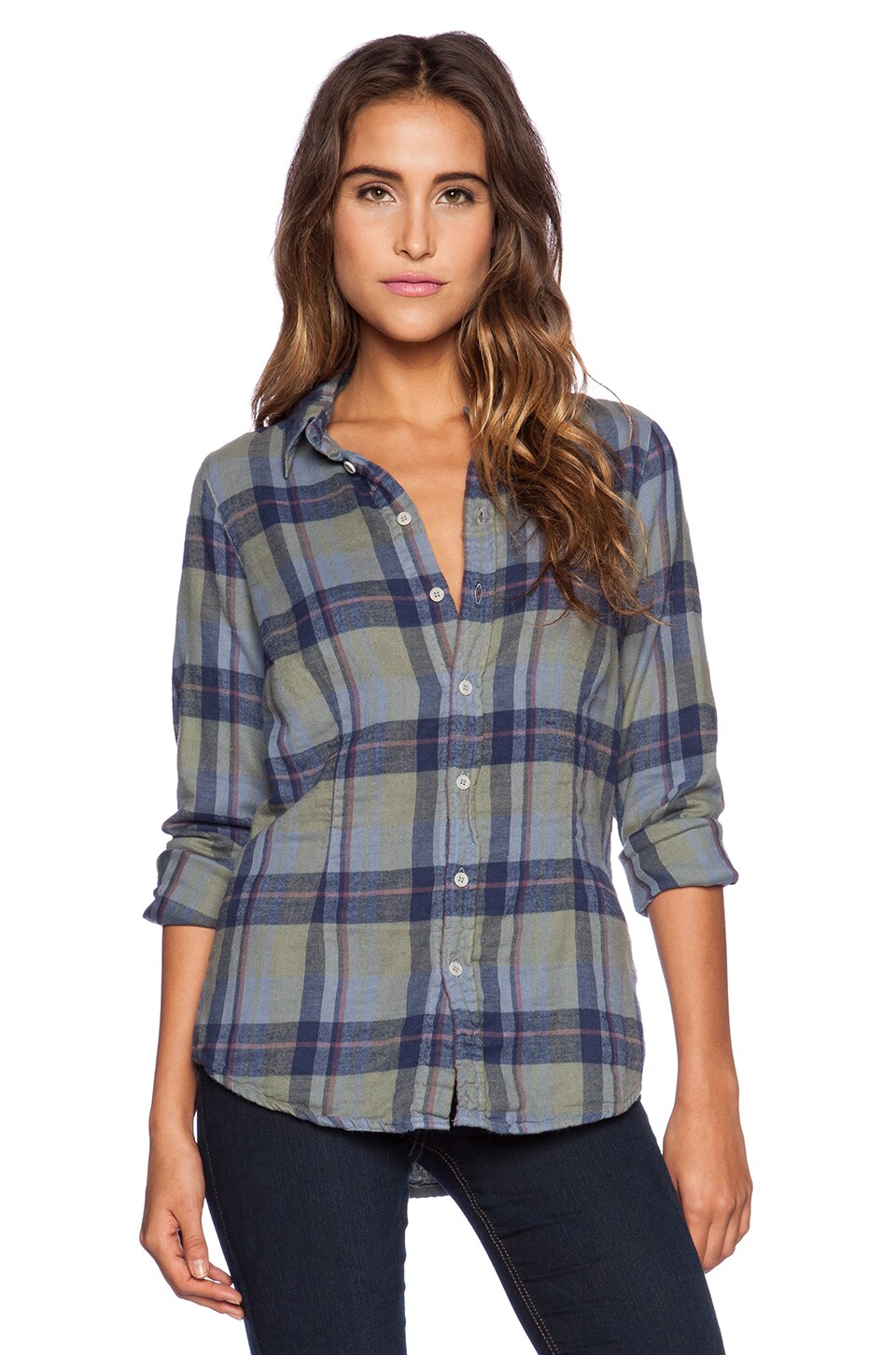 CP SHADES Marissa Plaid Button Up in Blue Toy | REVOLVE