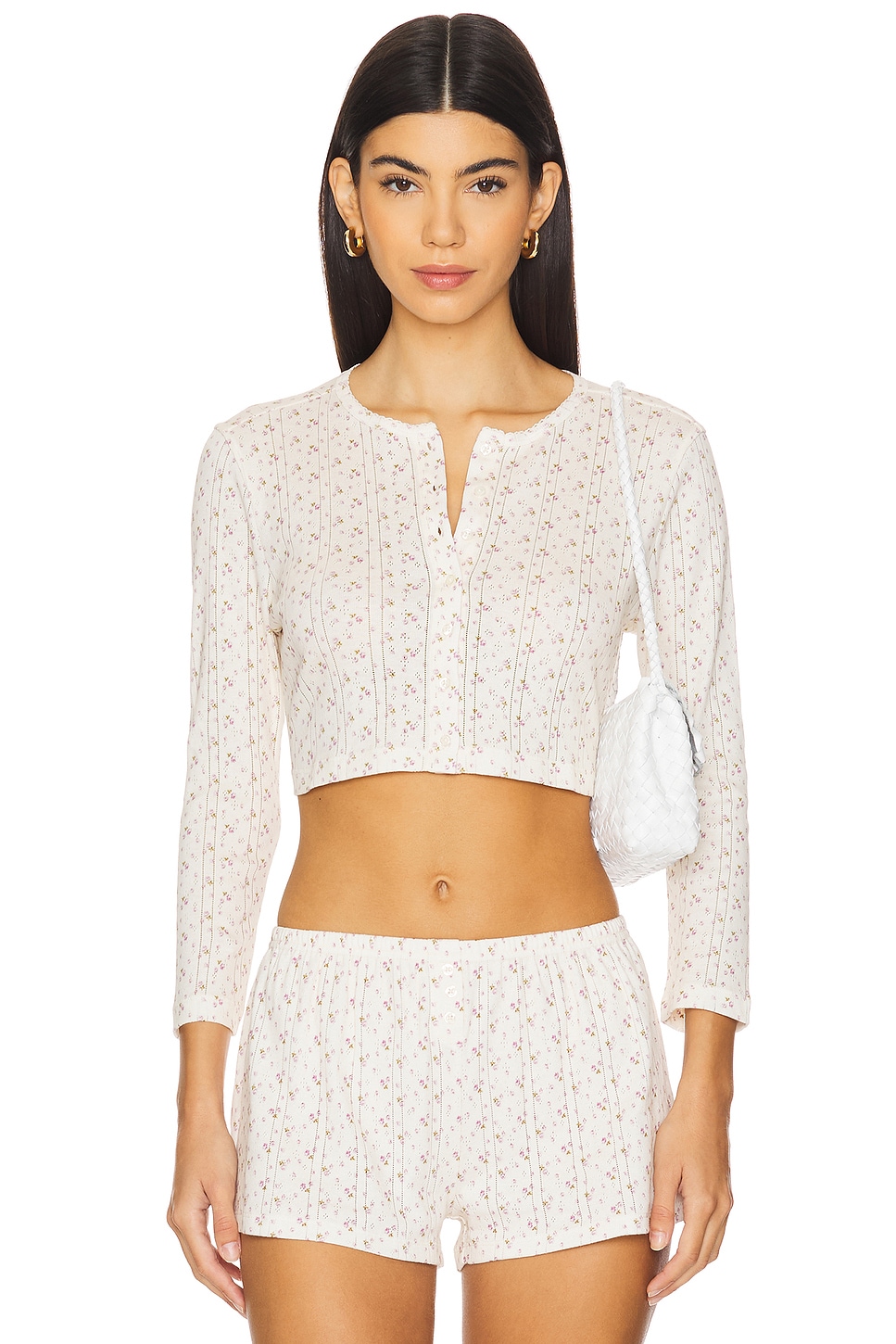 Cou Cou Intimates The Cropped Cardigan in English Rose | REVOLVE