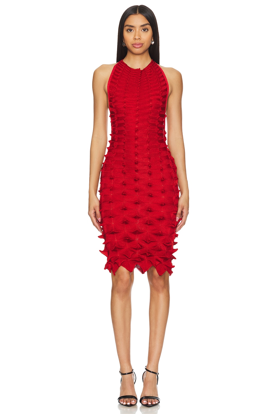Costarellos gradient-effect lace dress - Red