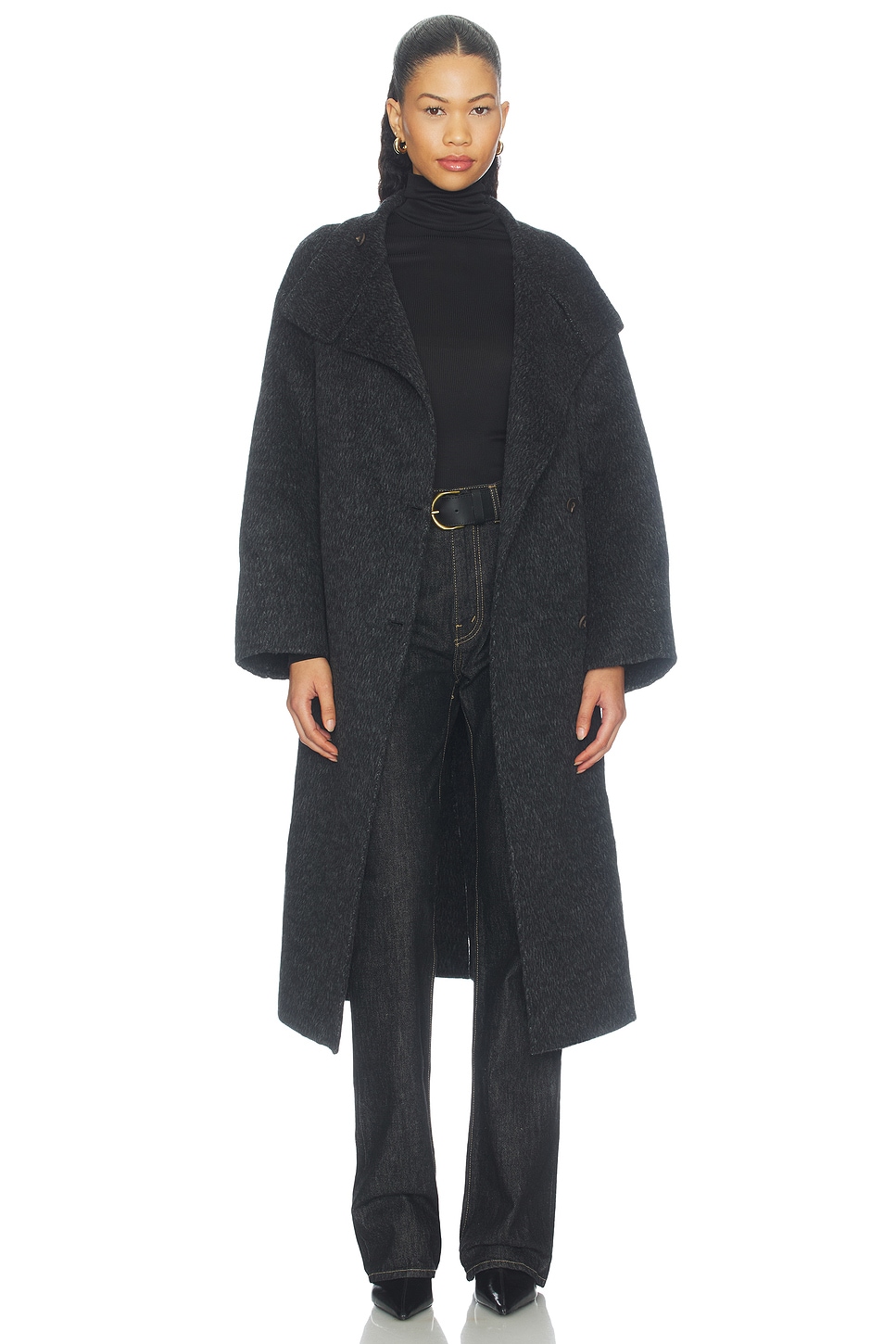 Cubic London Classic Loose-fit Stand Collar Wool-blend Coat