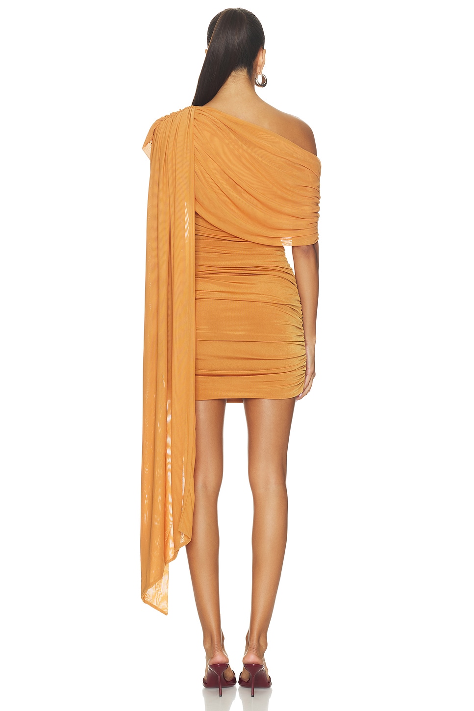 Curaae by Elliatt Roya Asymmetric Mini Dress in Caramel Brown