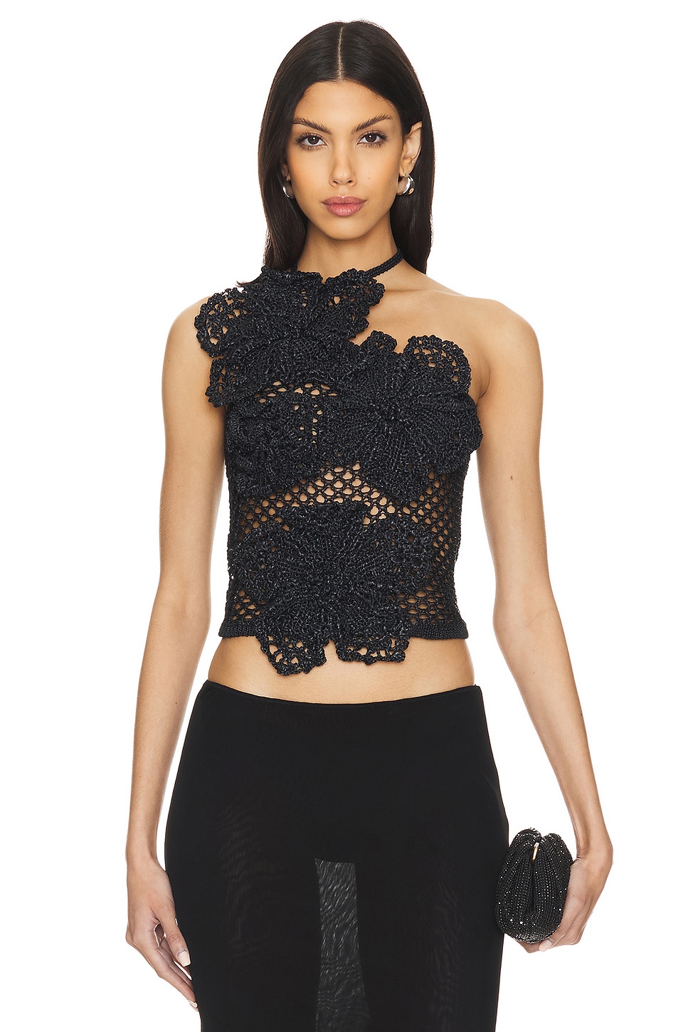 Cult Gaia Nazanin Crochet Top in Black | REVOLVE