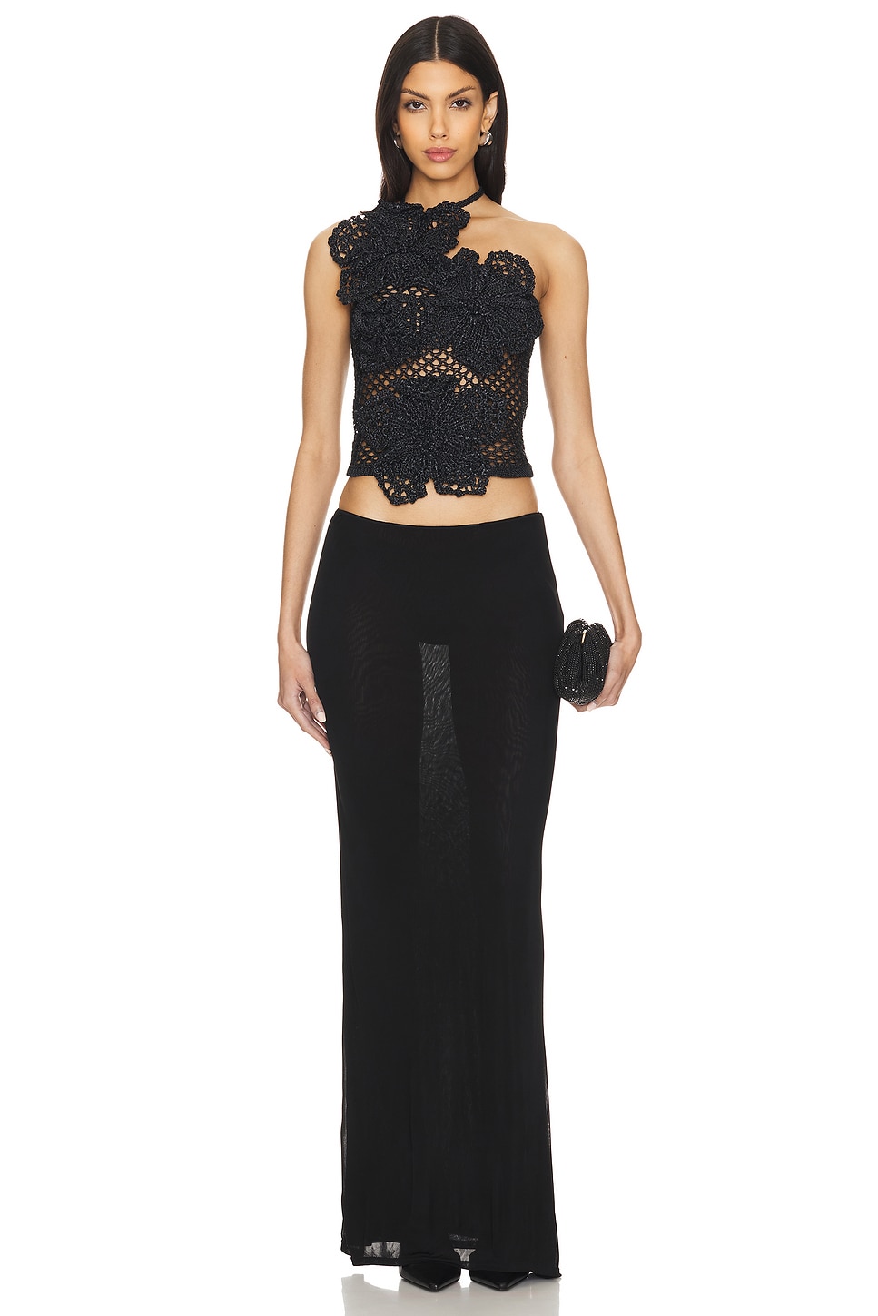 Cult Gaia Nazanin Crochet Top in Black | REVOLVE