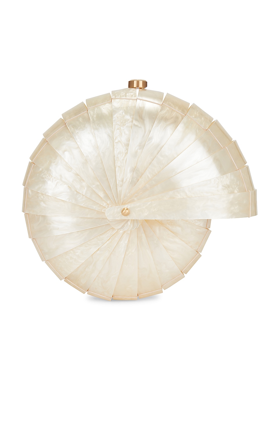 Sorena Greece Harites Panarea Geometric Circle Clutch With Frayed Trim Natural/white