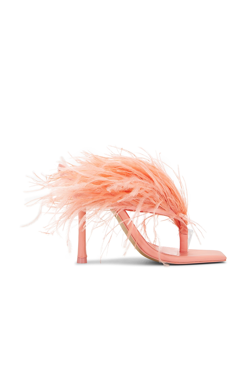 Coral heels with feathers from Cult Gaia