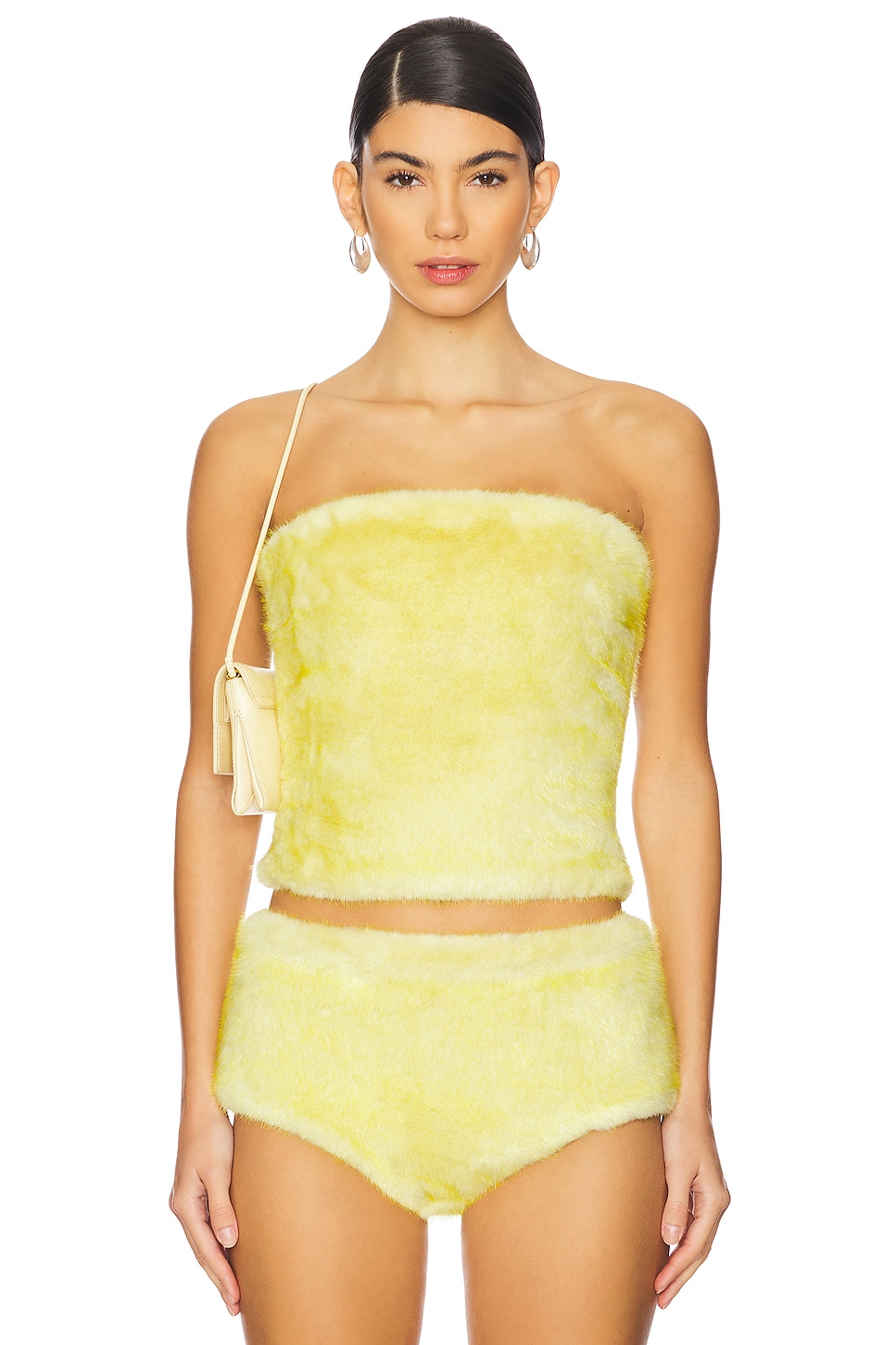 Power Faux Fur Bandeau Top
