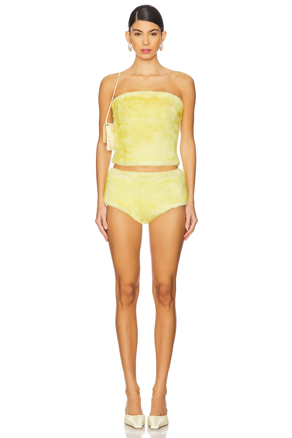 Power Faux Fur Bandeau Top