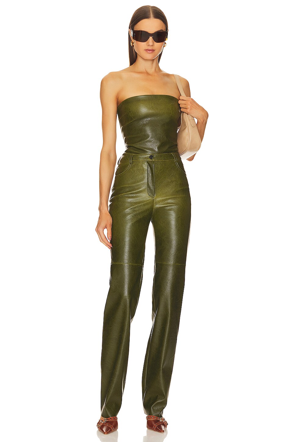 Killa Faux Leather Bandeau Top