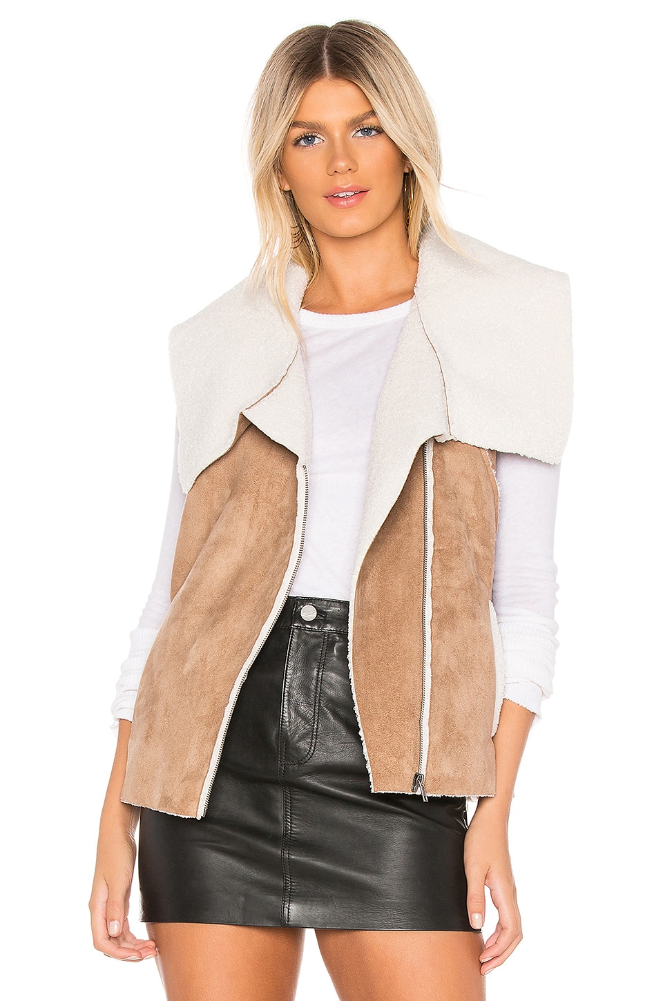 fionna vest with faux fur lining in brown