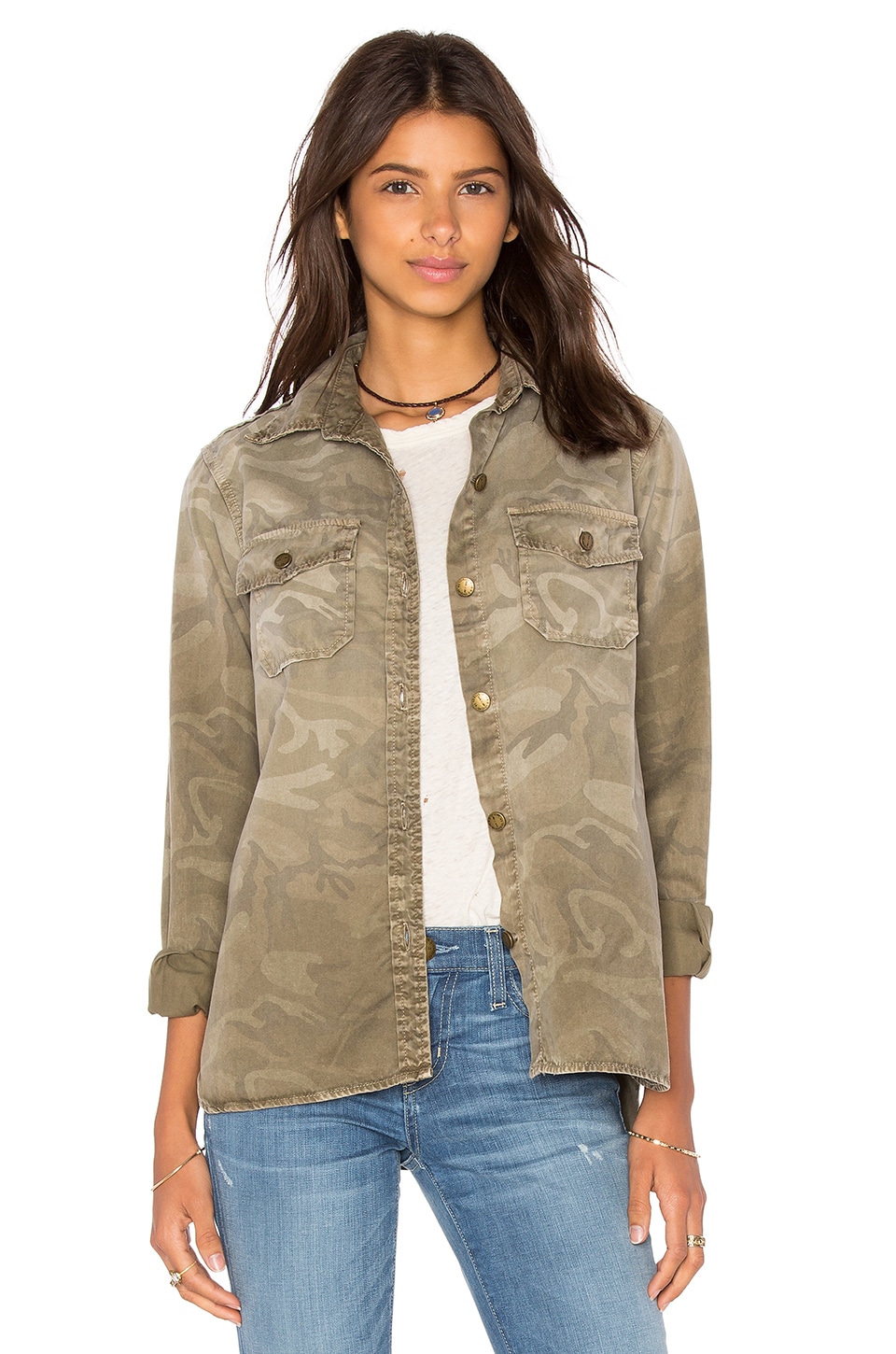 Current/Elliott The Perfect Shirt Jacket in Army Camo | REVOLVE