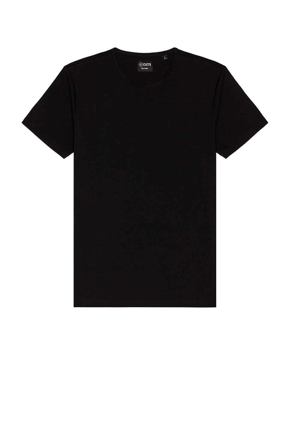 Cuts Crew Split Hem T-Shirt in Black