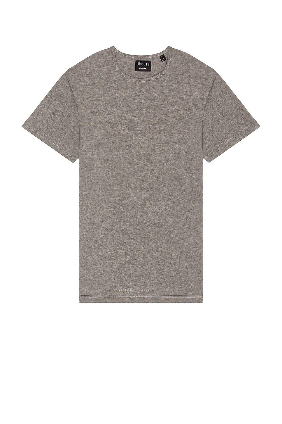 Cuts Crew Split Hem T-Shirt in Heather Grey