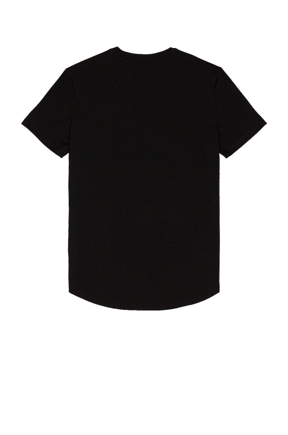 Cuts V-Neck Curve Hem T-Shirt in Black