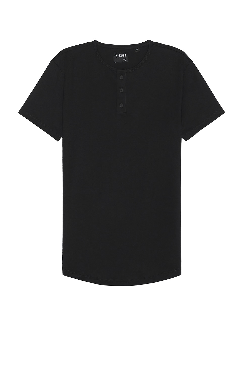 Cuts Ao Henley Curve-hem Tee en Black