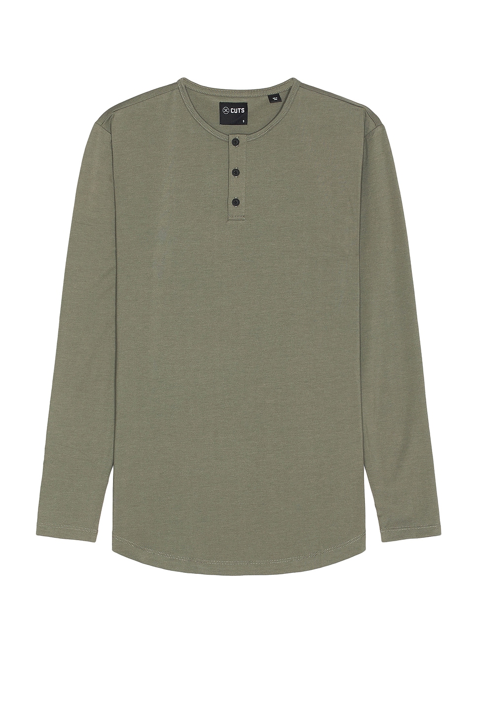 Cuts Ao Long Sleeve Curve Hem Henley en Carbon