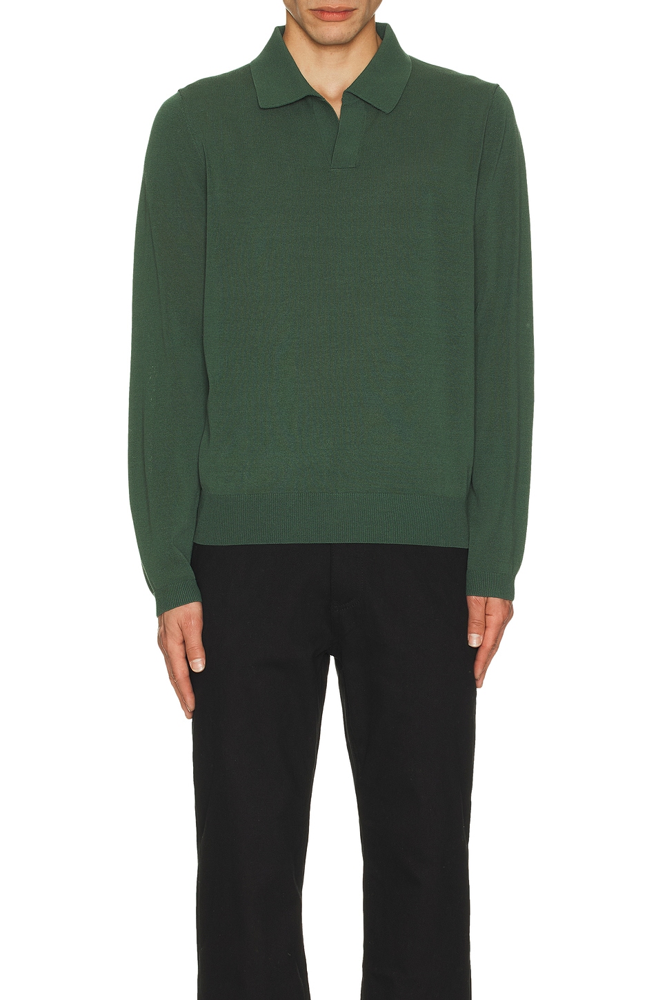 Riviera Knit Long Sleeve Polo in Moss