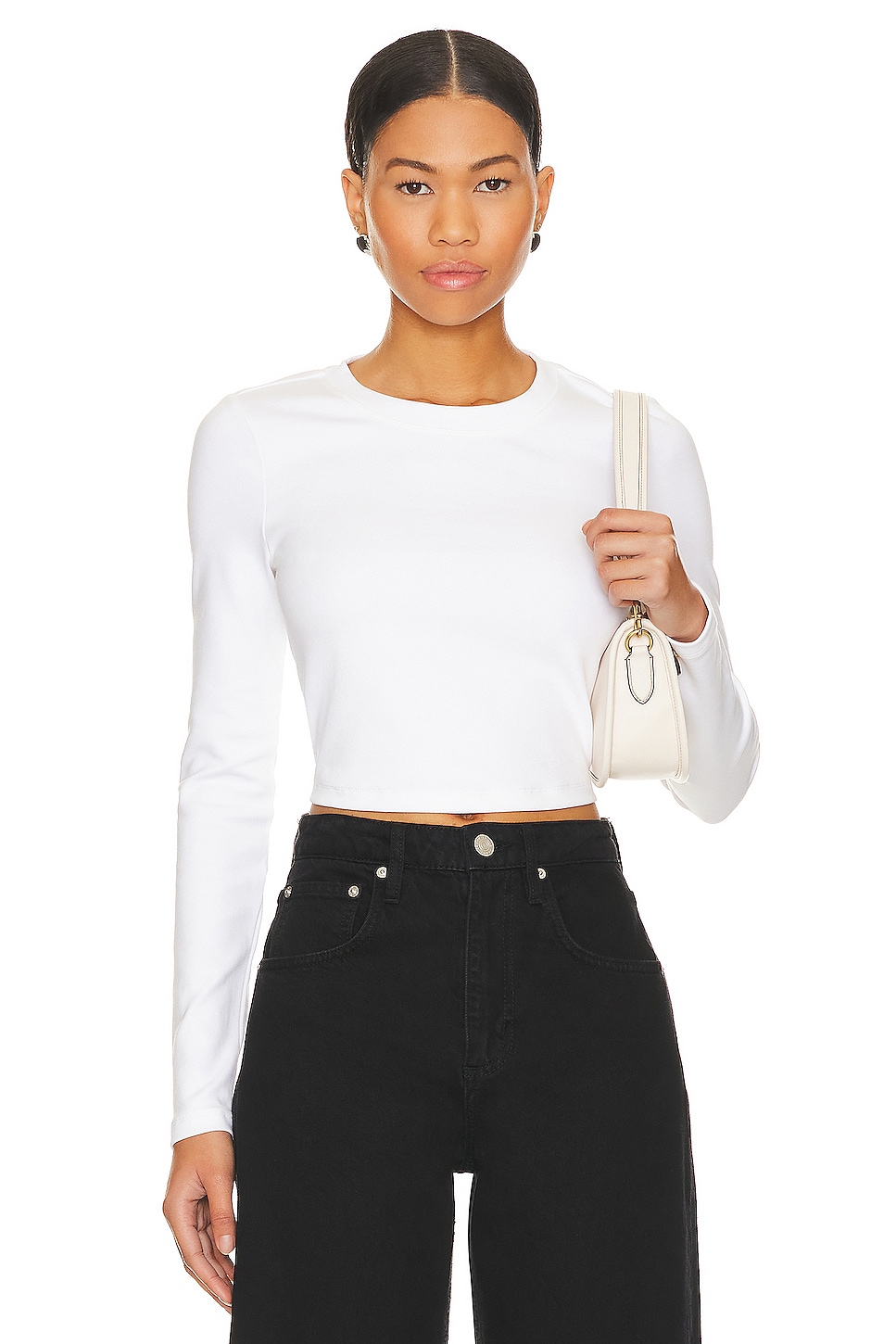 Cuts Tomboy Long Sleeve Cropped in White | REVOLVE