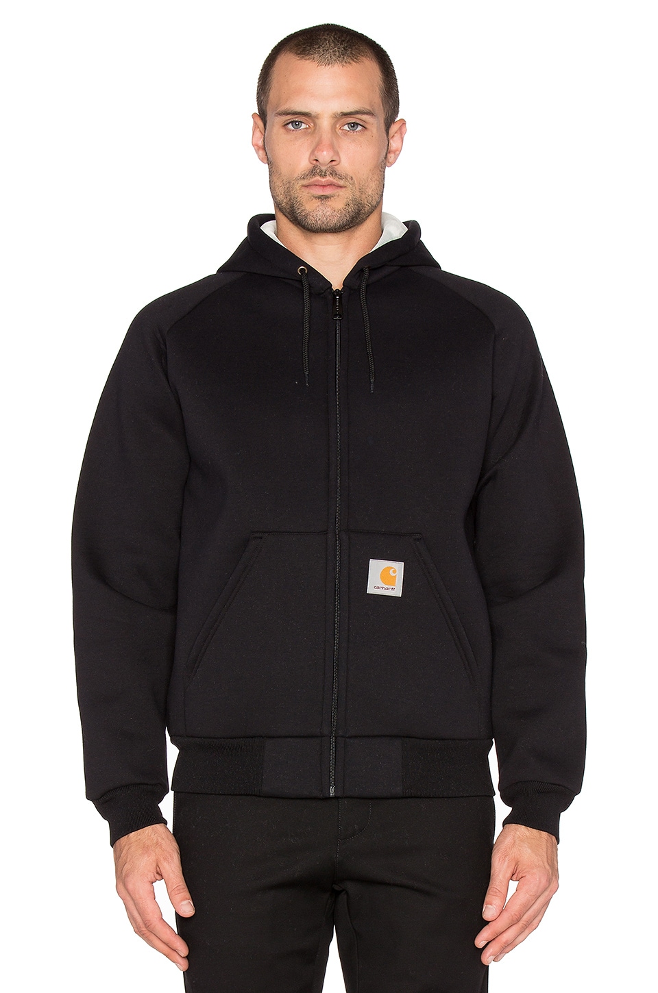 Carhartt WIP Car-Lux Zip Hoodie Jacket in Black & Grey | REVOLVE