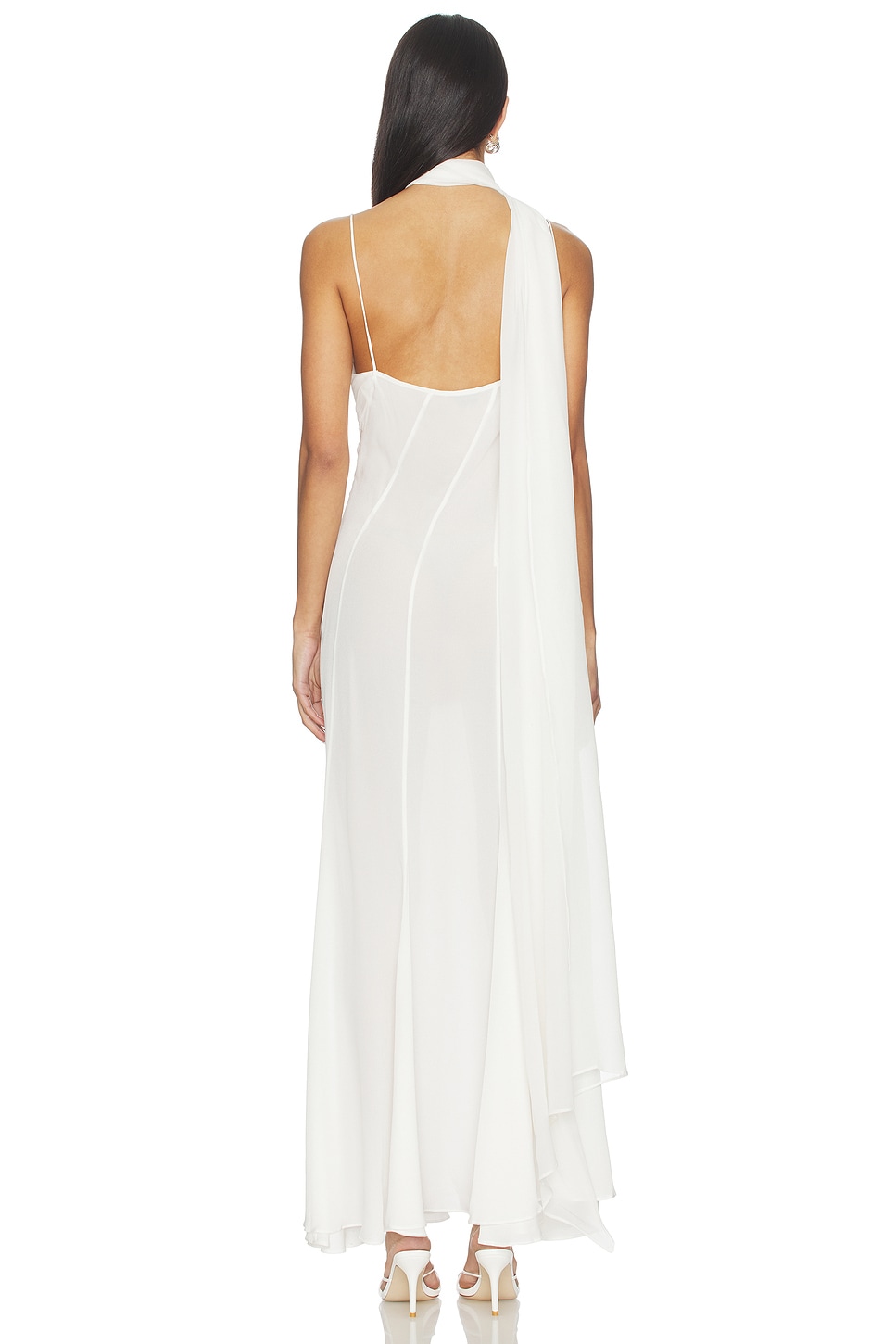 Courtney Zheng Scarf Panelled Silk Gown in Ivory | REVOLVE
