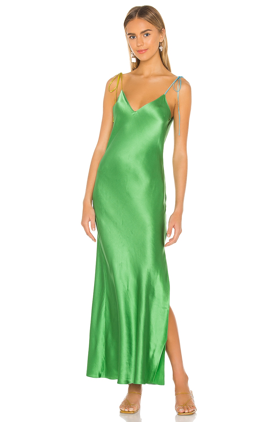 long green slip dress
