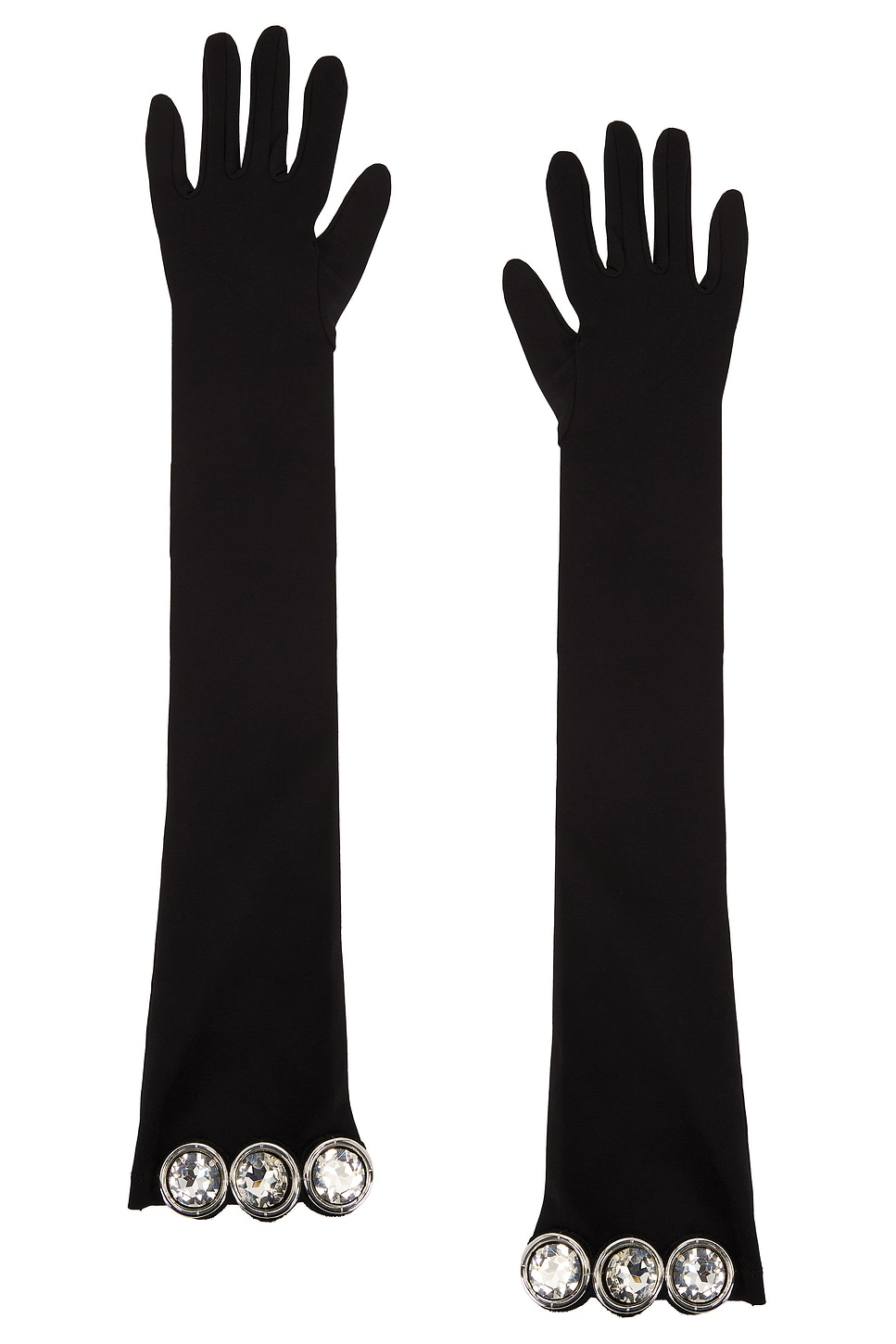 Crystal Stone Patch Long Gloves - Thumbnail 1