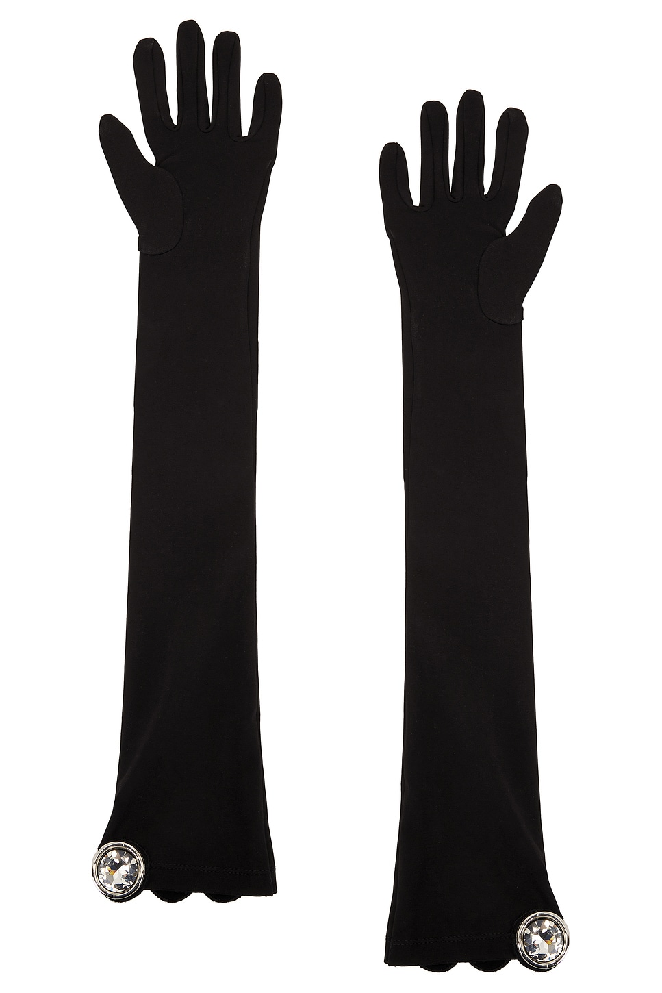 Crystal Stone Patch Long Gloves - Thumbnail 2