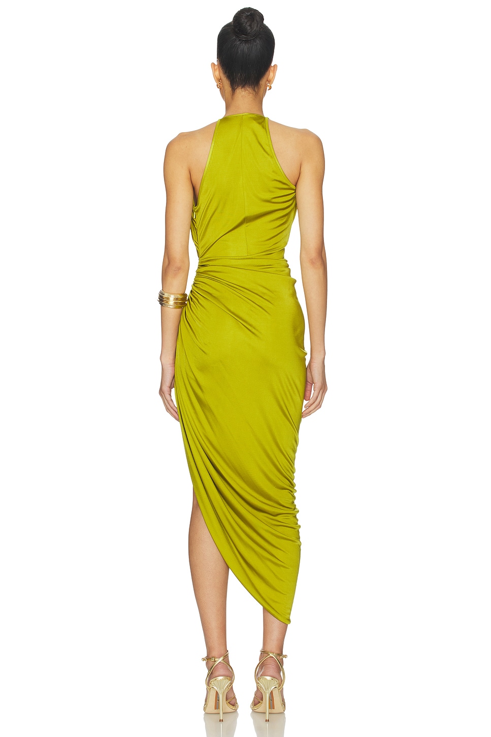 david koma scarf asymmetrical hem mini dress Plunge Neckline Asymmetric Ruched in Green luxury evening dress 2025 How to Tape Your Size:AU 10 (US 6) RE26DK48D