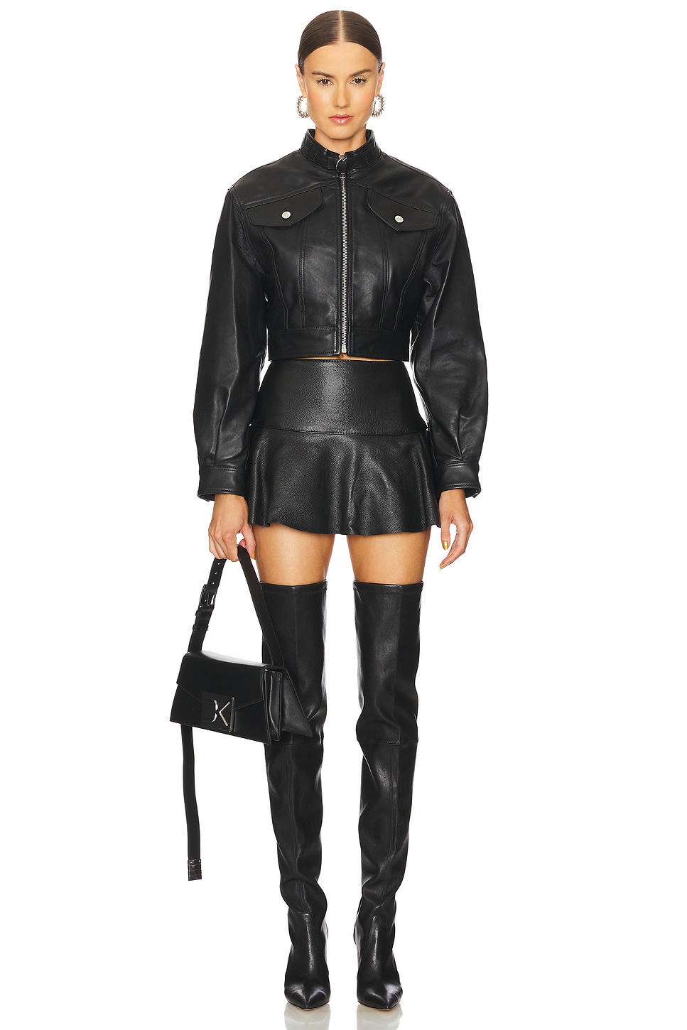 David Koma Peplum Mini Leather Skirt thumbnail
