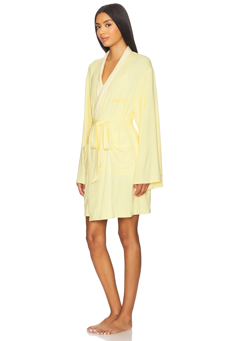 Dairy Boy Butter Robe in Lemon Pinstripe | REVOLVE