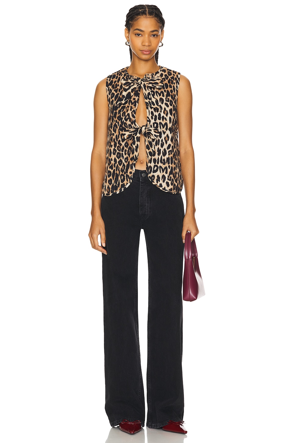 トップス DAMSON MADDER LEODARD TIE FRONT GILET トップス DAMSON MADDER LEODARD TIE FRONT GILET Leopard Tie