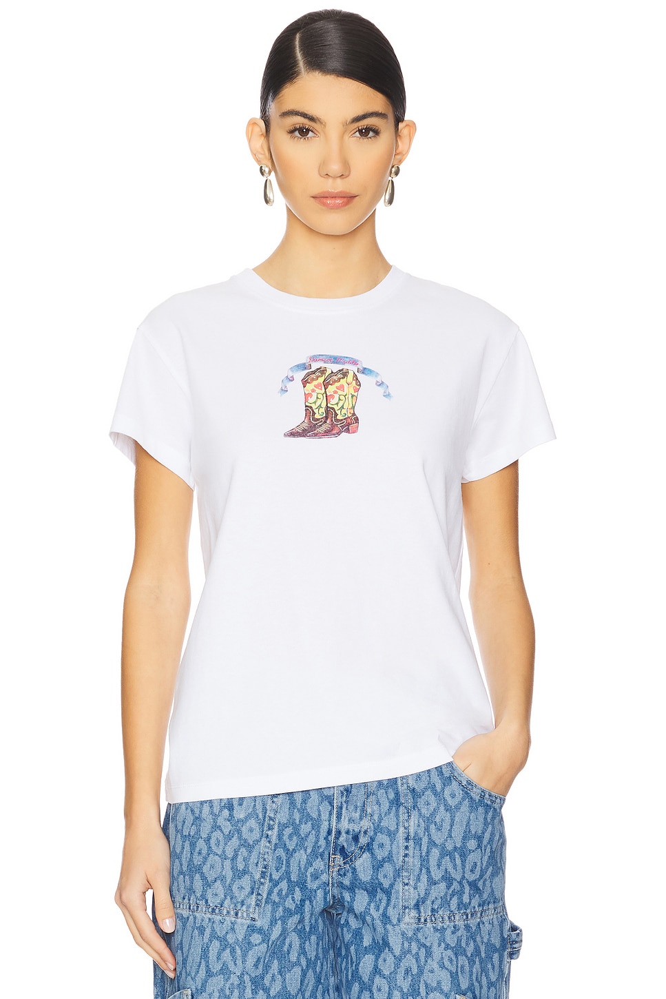 Damson Madder Cowboy Shrunken Tee in White | REVOLVE
