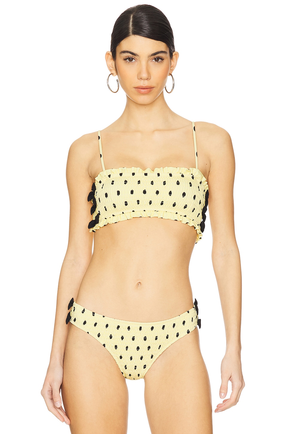 Jezebel Shirred Bow Bikini Top