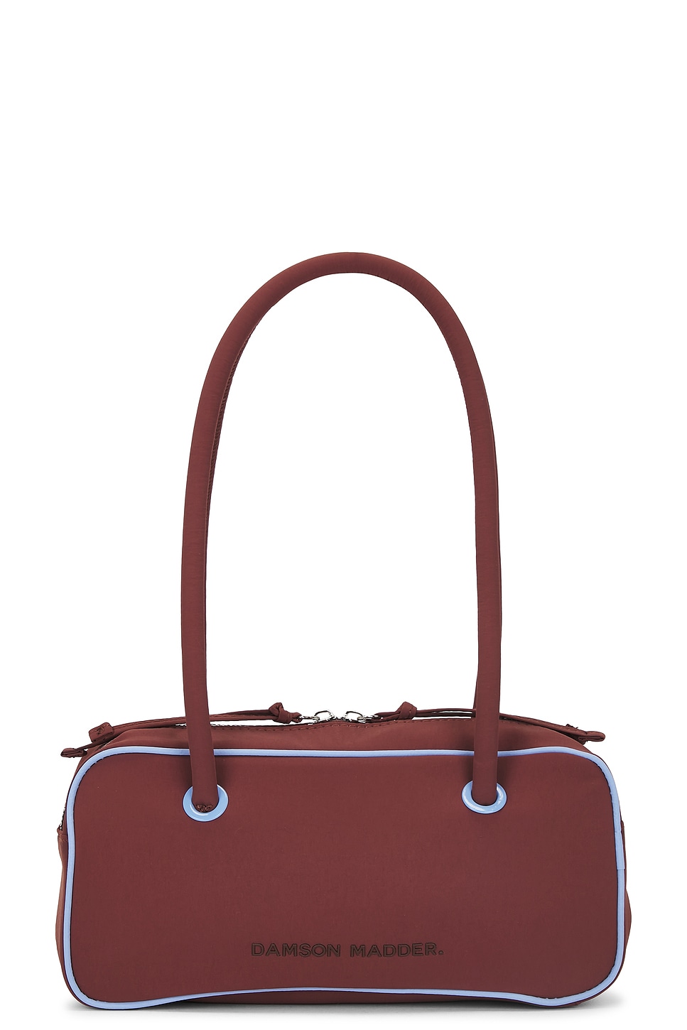 Benny Mini Bowler Bag in Chocolate and Blue