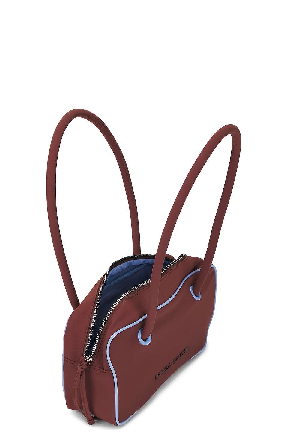 Benny Mini Bowler Bag in Chocolate and Blue