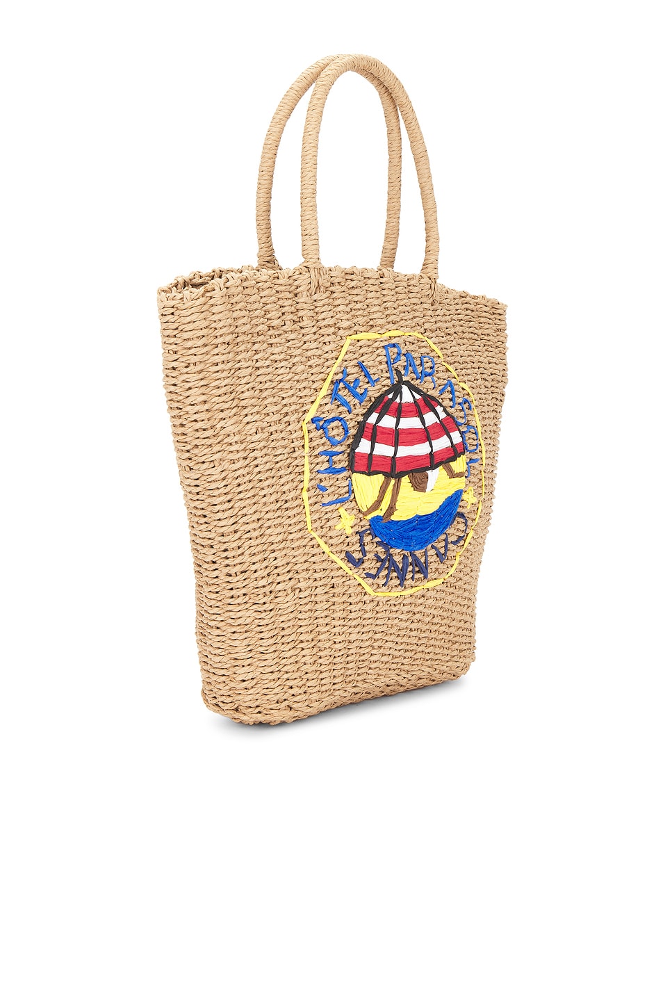 Straw Market Bag With L'hotel Embroidery - Thumbnail 3