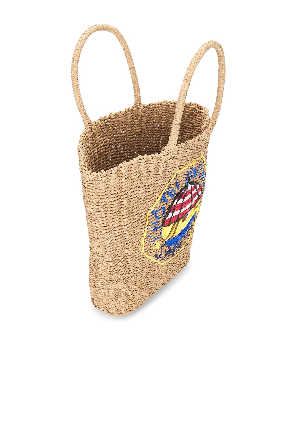 Straw Market Bag With L'hotel Embroidery - Thumbnail 4