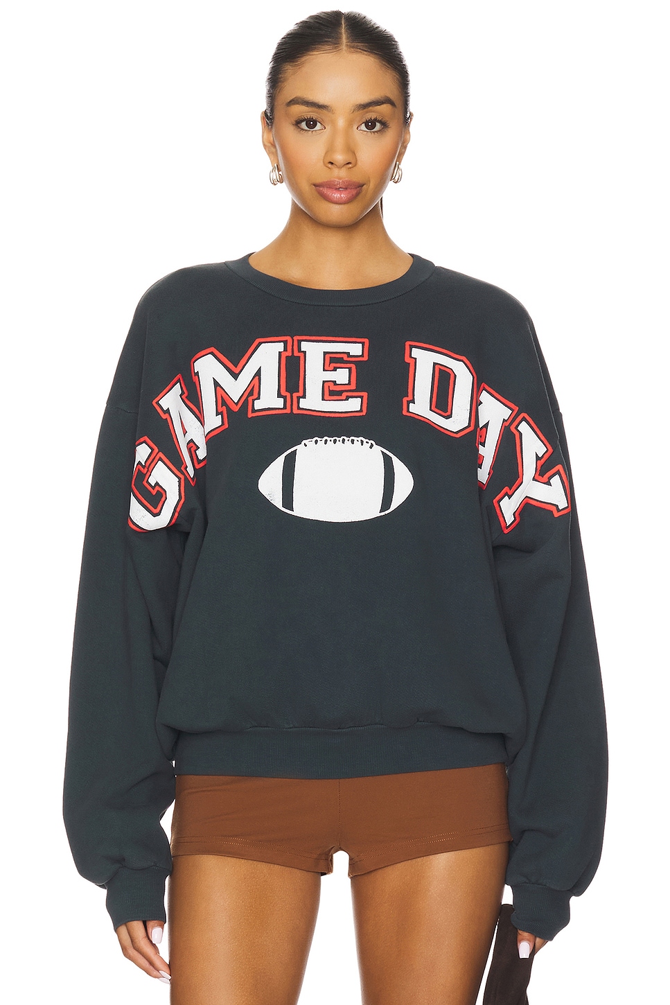 DAYDREAMER Game Day Crew Sweatshirt in Vintage Black | REVOLVE