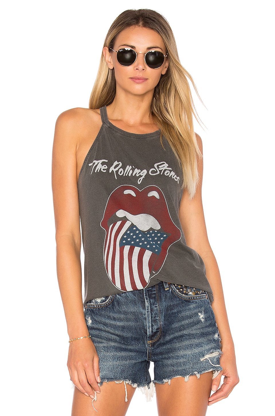 DAYDREAMER Rolling Stones Tee in Faded Black | REVOLVE