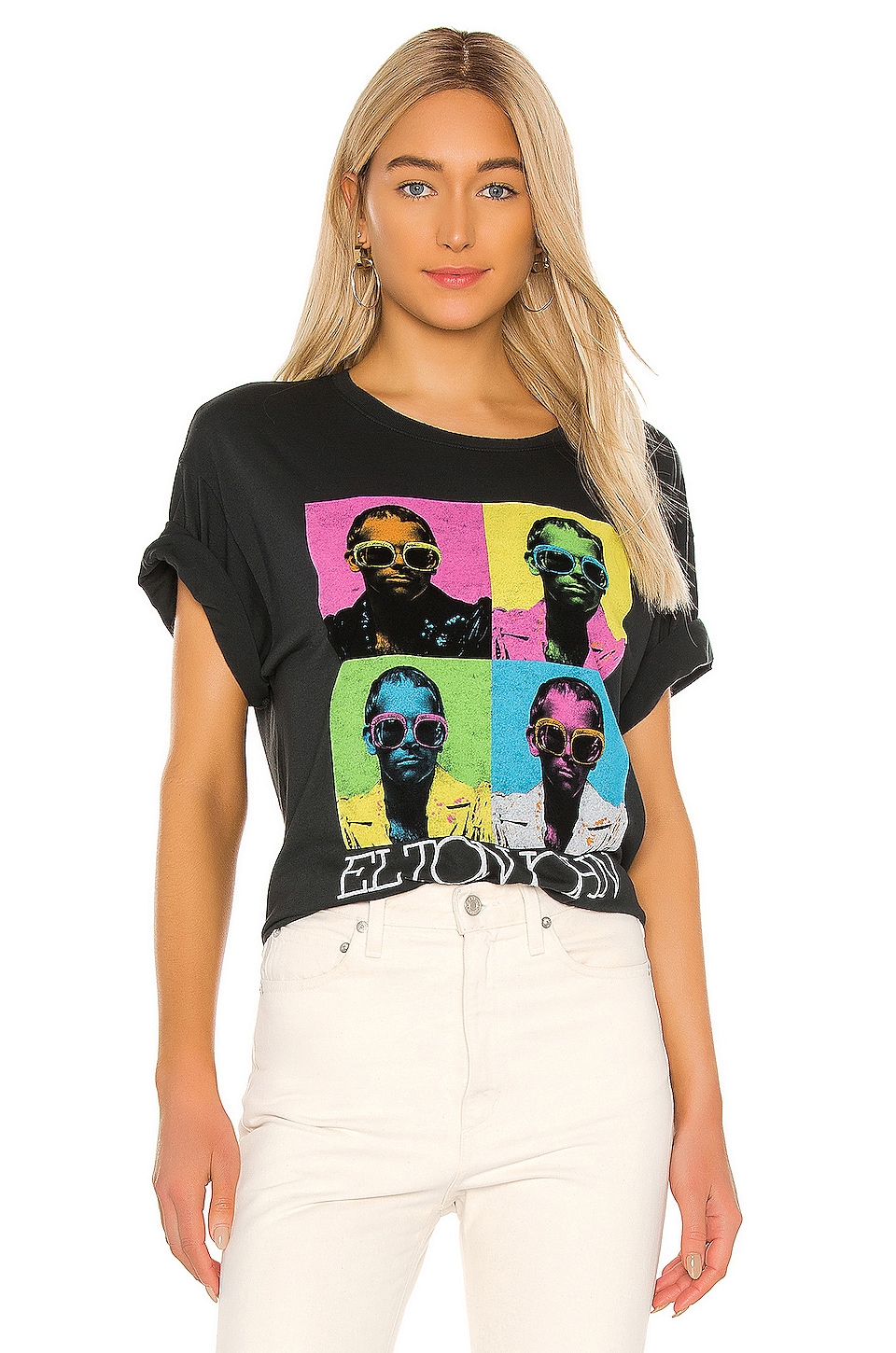 DAYDREAMER Elton John Pop Color Tee in Vintage Black | REVOLVE