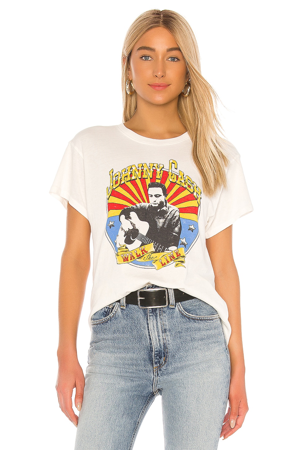DAYDREAMER Johnny Cash The Icon Tour Tee in Vintage White | REVOLVE