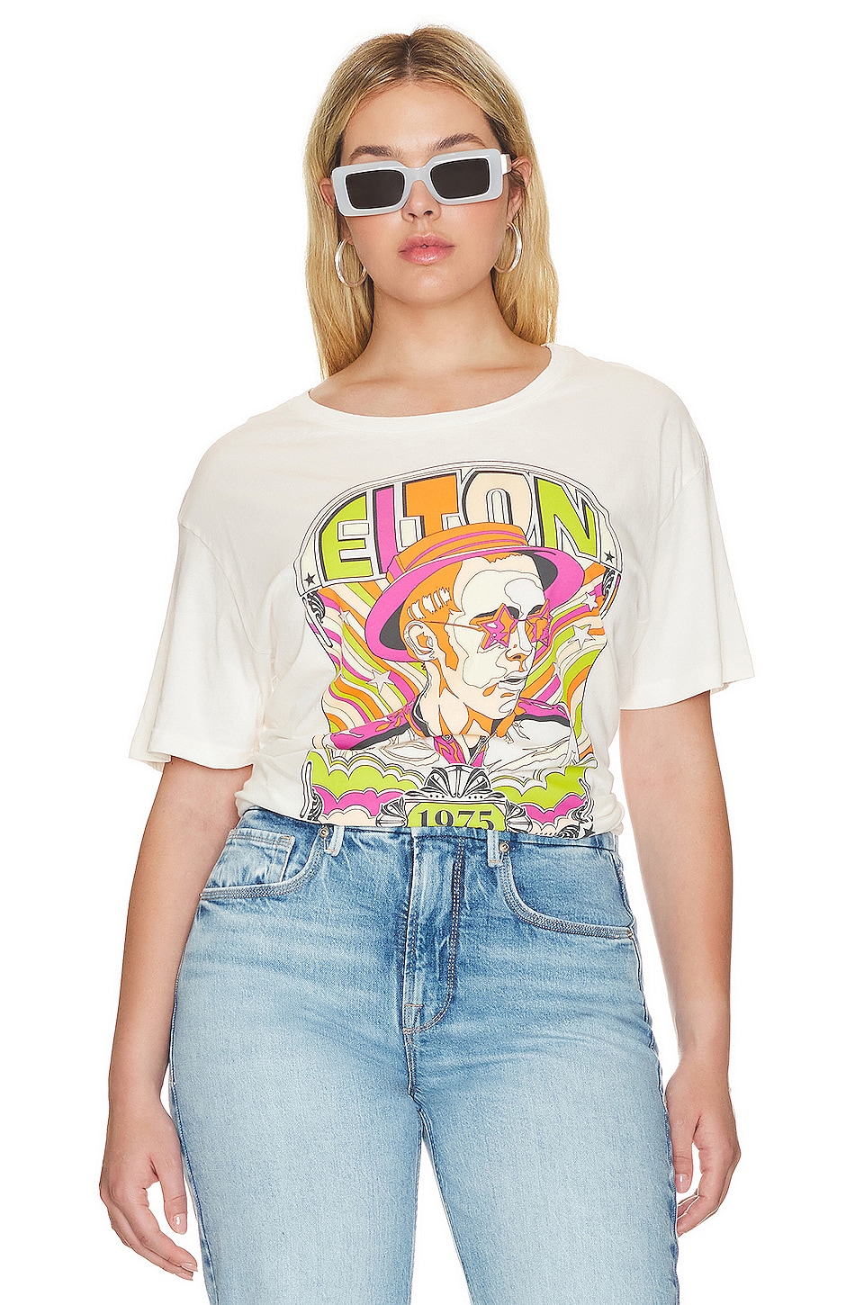 DAYDREAMER Elton John 1975 Boyfriend Tee in Stone Vintage